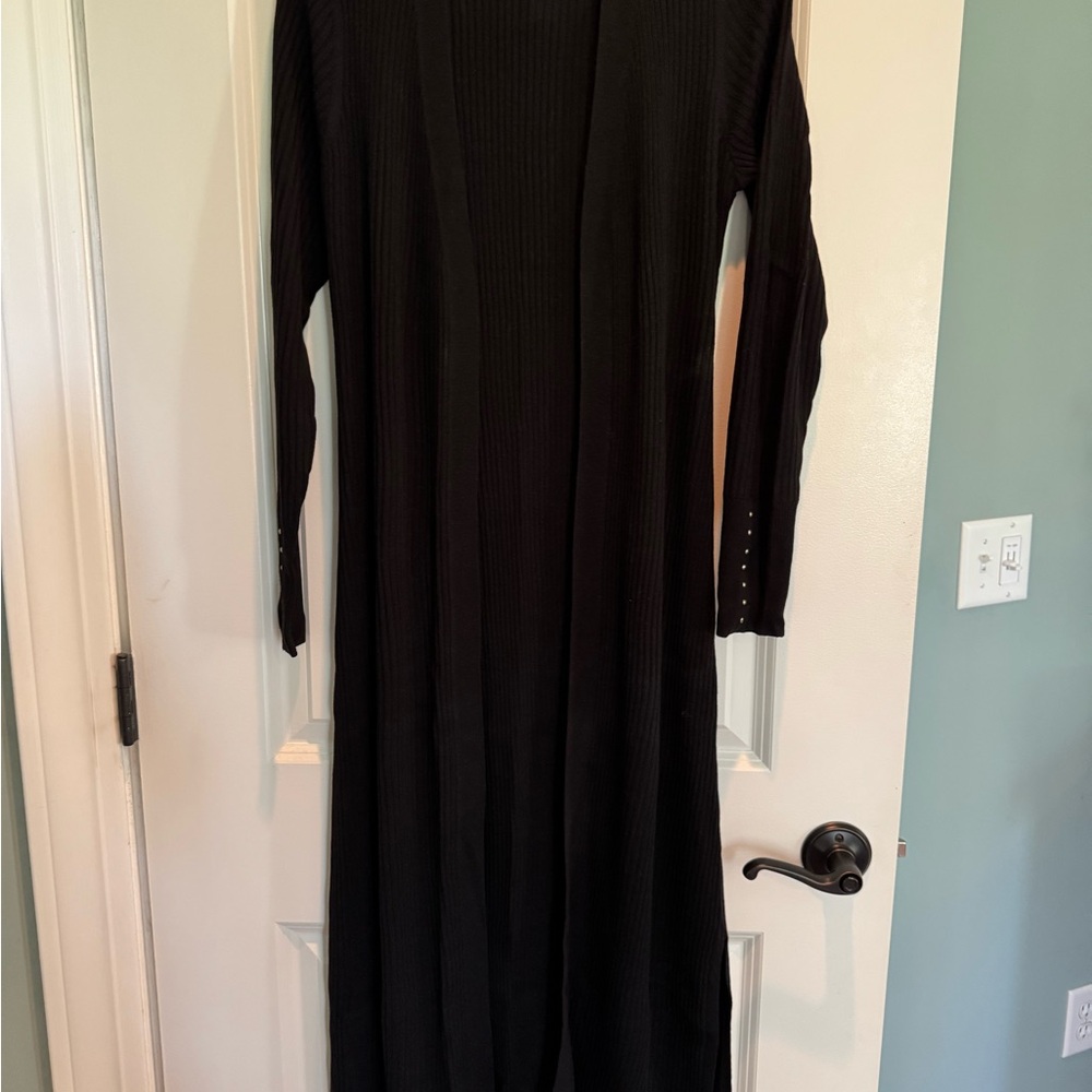 Elegant Black Long Cardigan Sweater